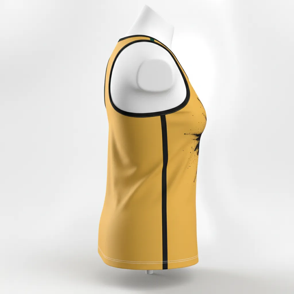 Custom Lacrosse Racerback Lacrosse Tank - Gold, Black - Women S Racerback Tank Athletic Goal Dust Explosion - Side View - HAMCO Sports Inc.