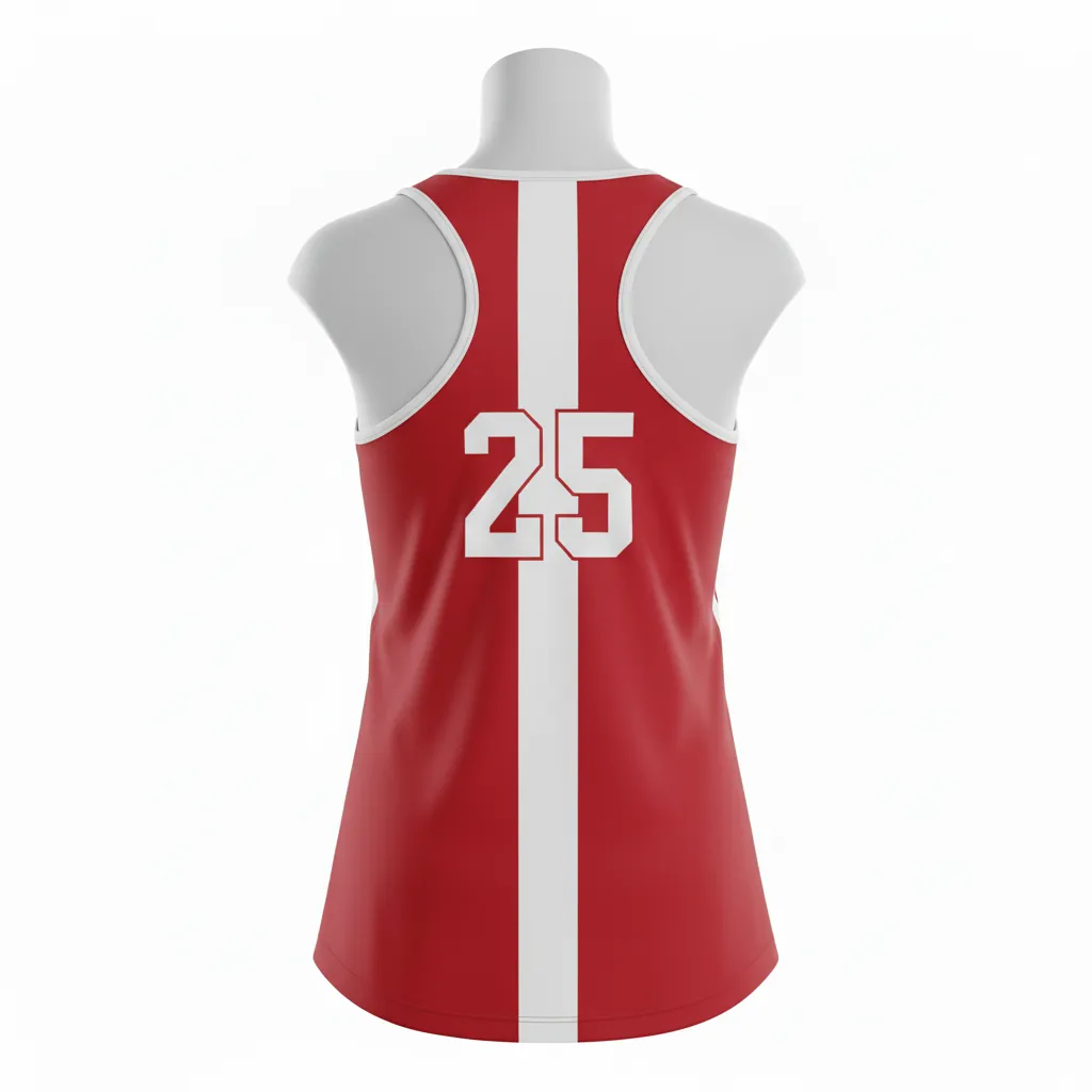 Custom Lacrosse Racerback Lacrosse Tank - Red, White - Women S Racerback Tank Cardinal Thunderbird Spirit - Back View - HAMCO Sports Inc.