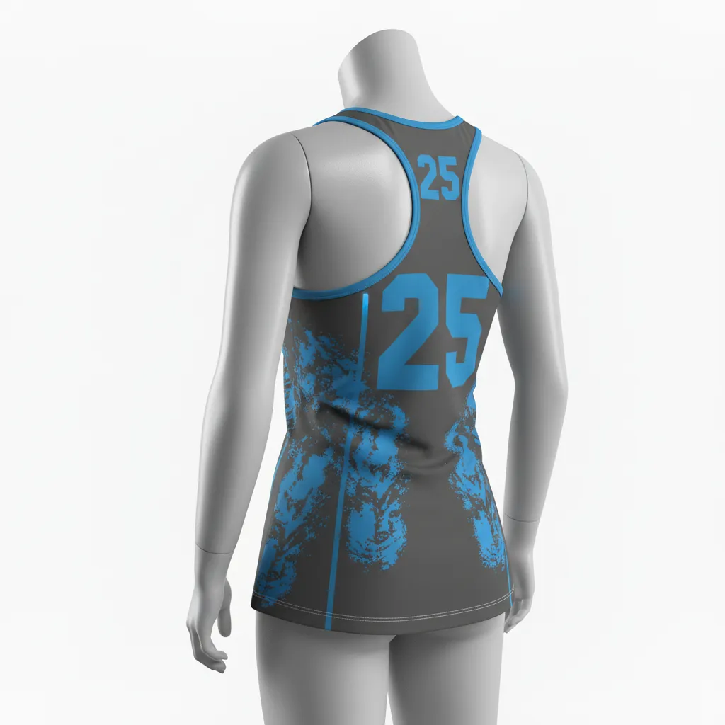Custom Lacrosse Racerback Lacrosse Tank - Blue - Women S Racerback Tank Charcoal Electric Cleat Marks Trail - Front View - HAMCO Sports Inc.