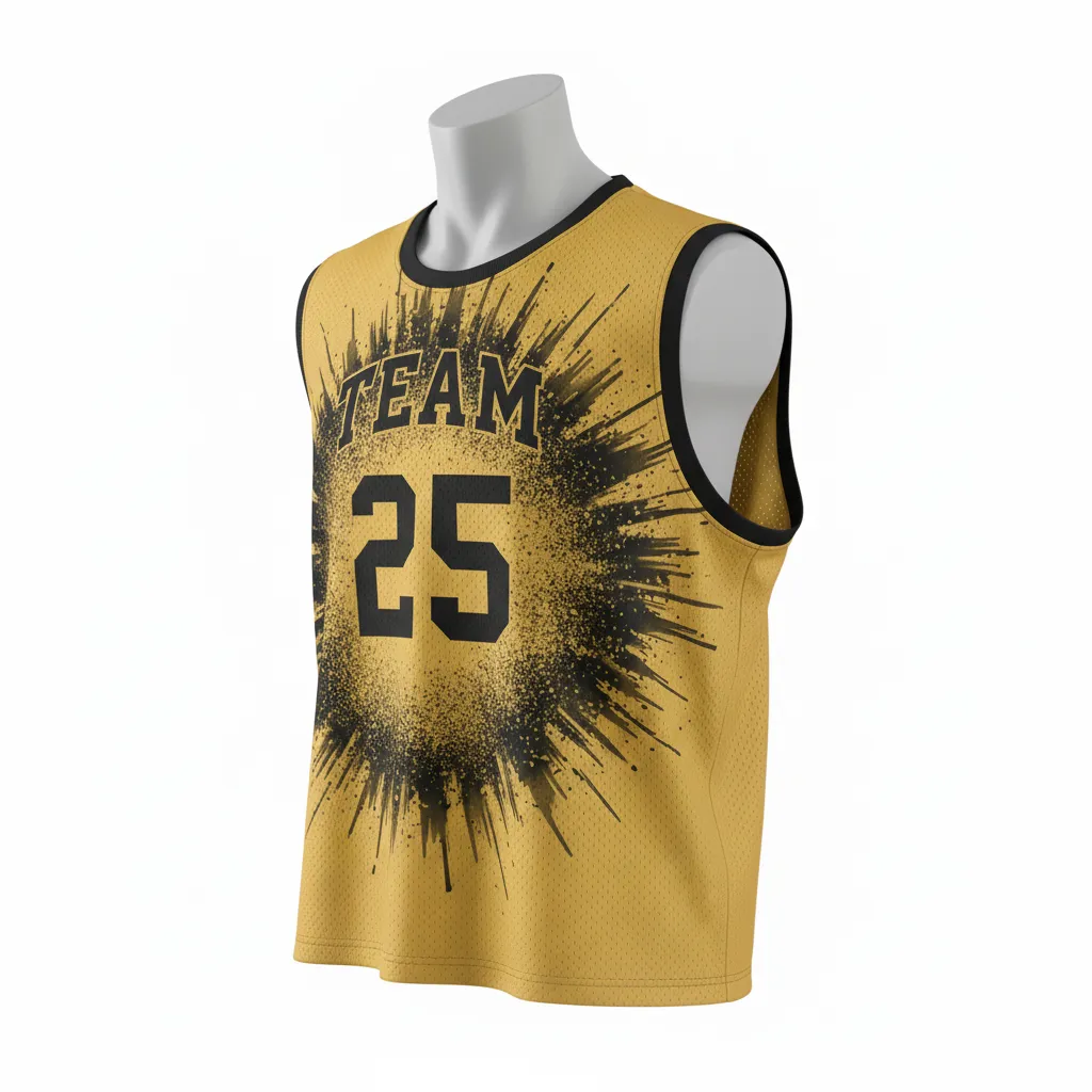 Custom Lacrosse Reversible Lacrosse Pinnie - Gold, Black - Reversible Pinnie Athletic Goal Dust Explosion - Side View - HAMCO Sports Inc.