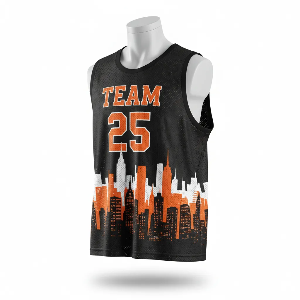 Custom Lacrosse Reversible Lacrosse Pinnie - Black, Orange, White - Reversible Pinnie Long Island Strong - Front View - HAMCO Sports Inc.