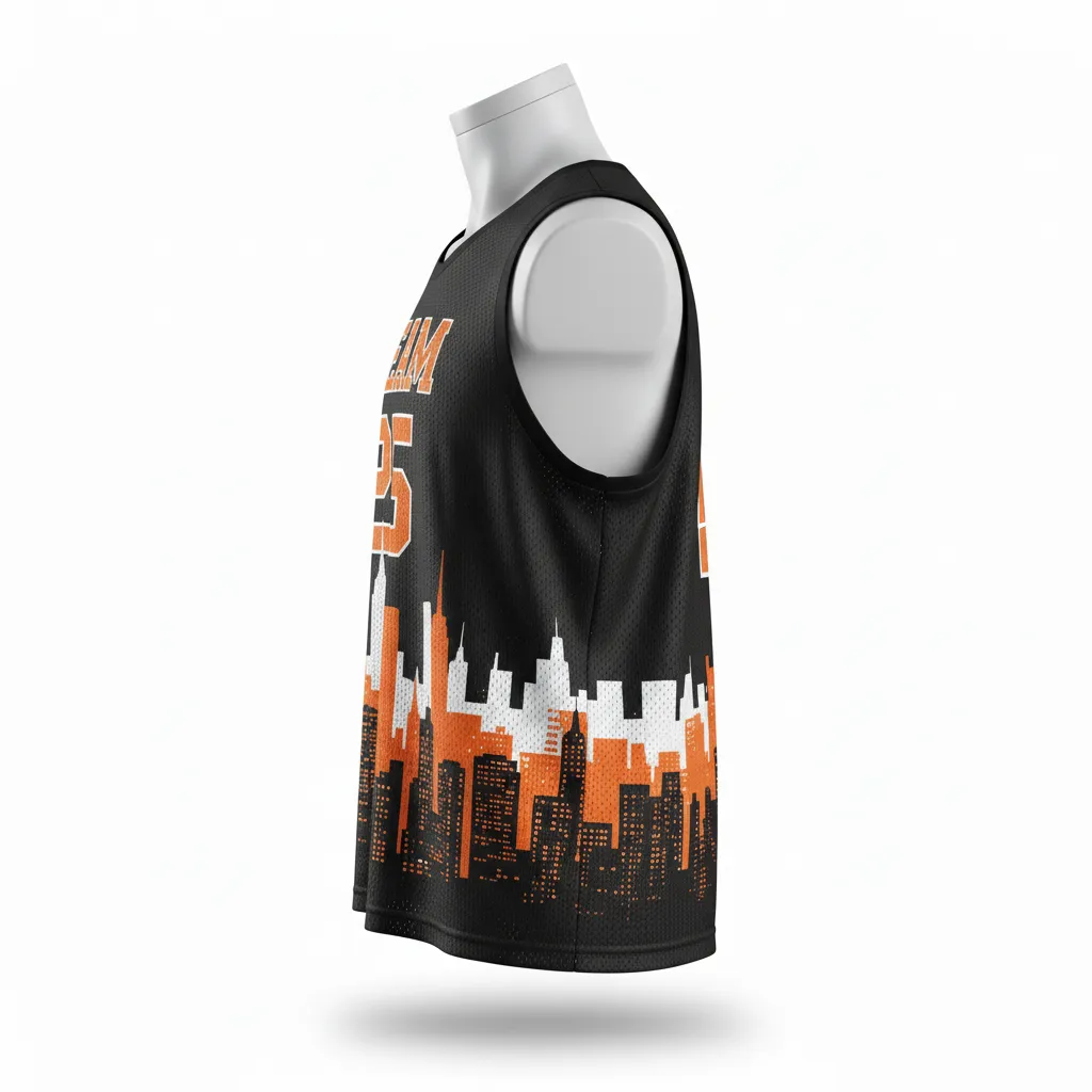 Custom Lacrosse Reversible Lacrosse Pinnie - Black, Orange, White - Reversible Pinnie Long Island Strong - Side View - HAMCO Sports Inc.