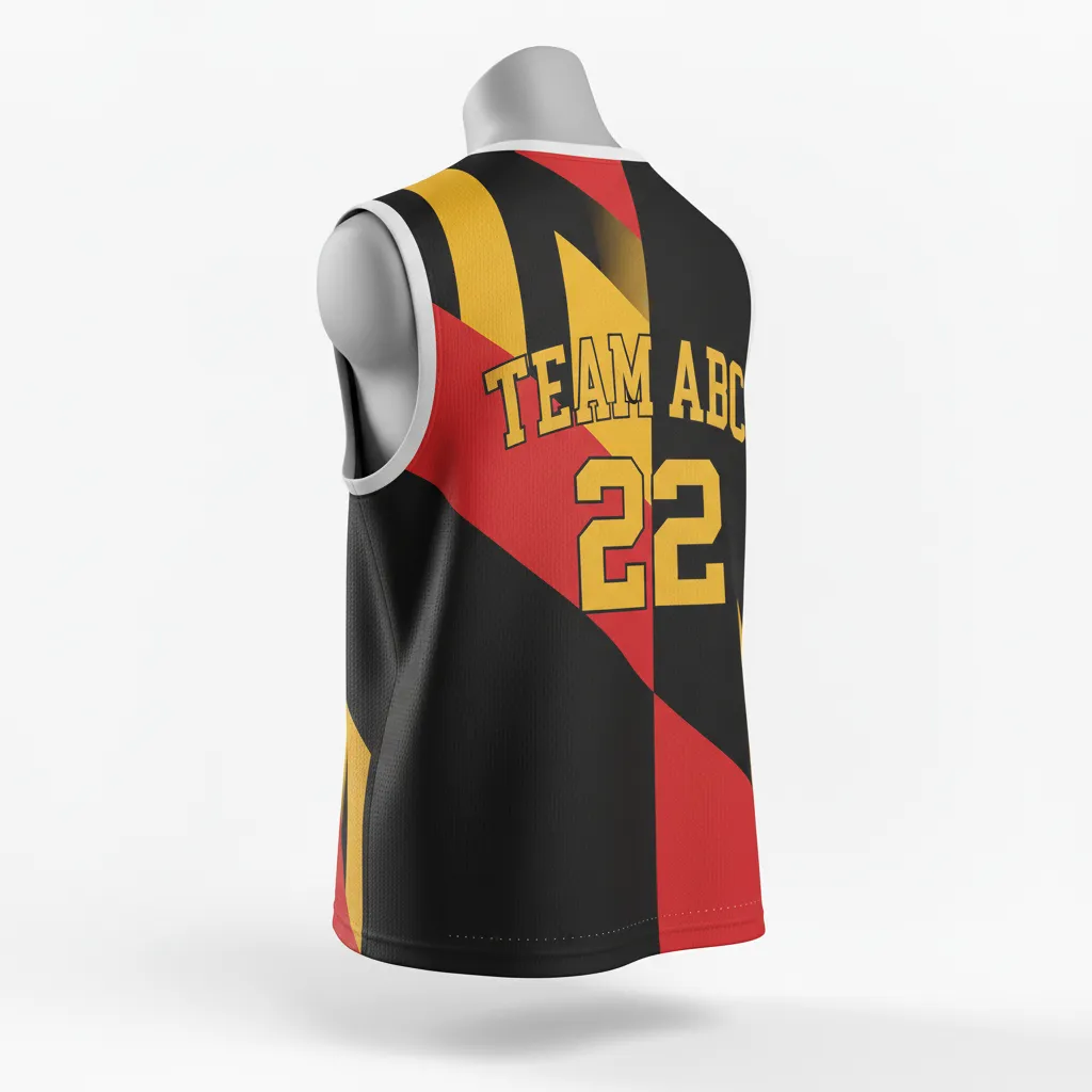 Custom Lacrosse Reversible Lacrosse Pinnie - Black, Red, Gold - Reversible Pinnie Maryland Pride - Back View - HAMCO Sports Inc.