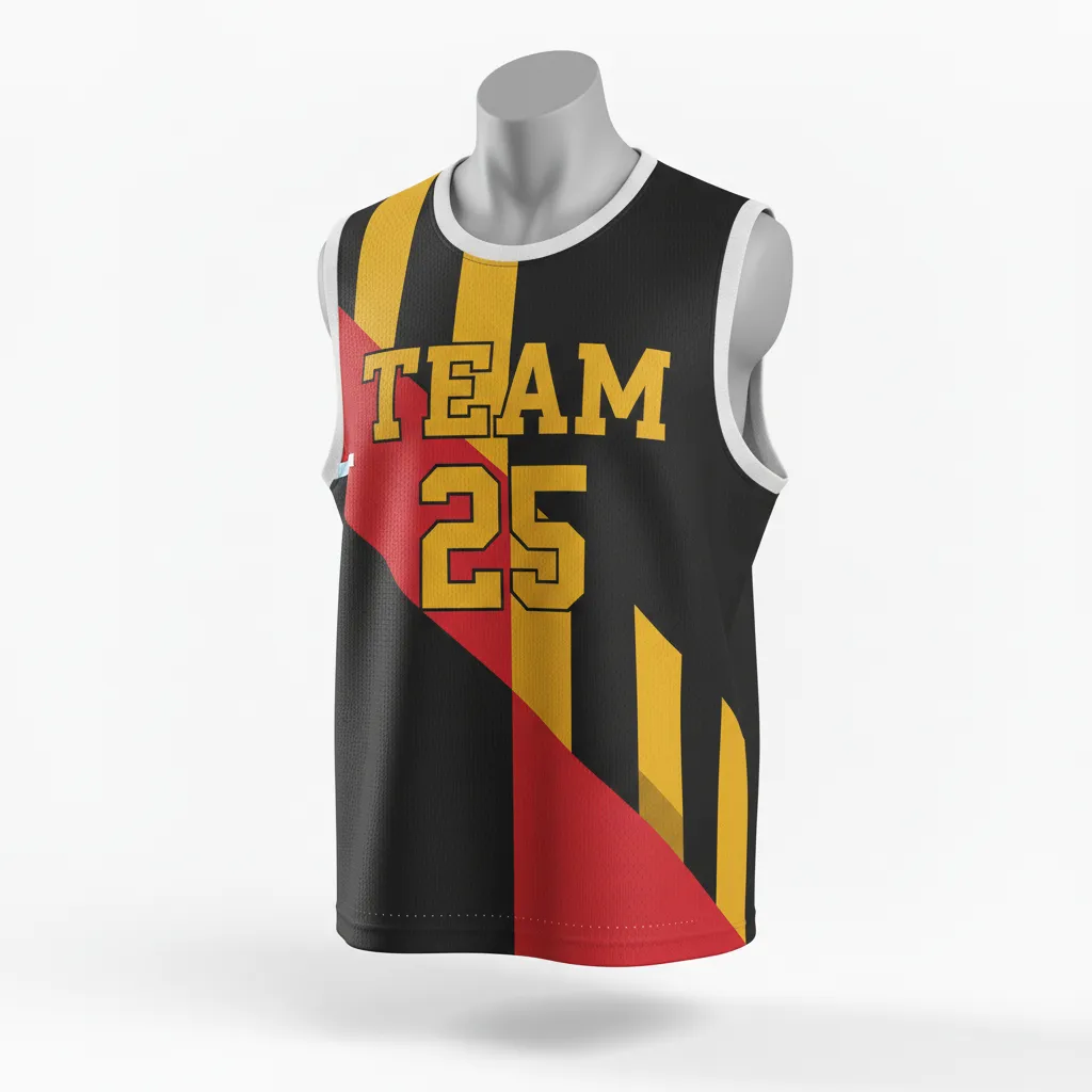 Custom Lacrosse Reversible Lacrosse Pinnie - Black, Red, Gold - Reversible Pinnie Maryland Pride - Front View - HAMCO Sports Inc.