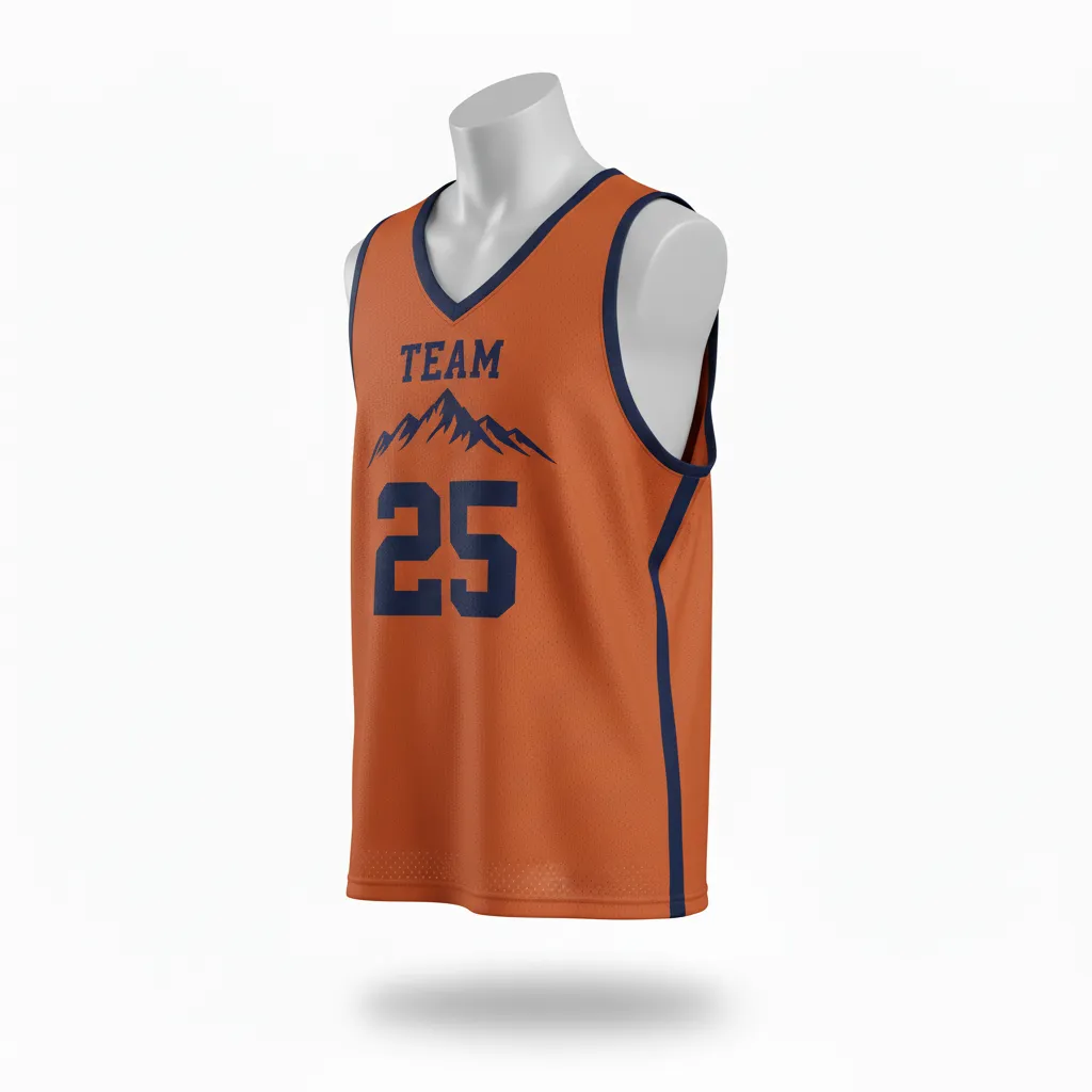 Custom Lacrosse Reversible Lacrosse Pinnie - Burnt, Orange, Navy - Reversible Pinnie Upstate Mountain - Front View - HAMCO Sports Inc.