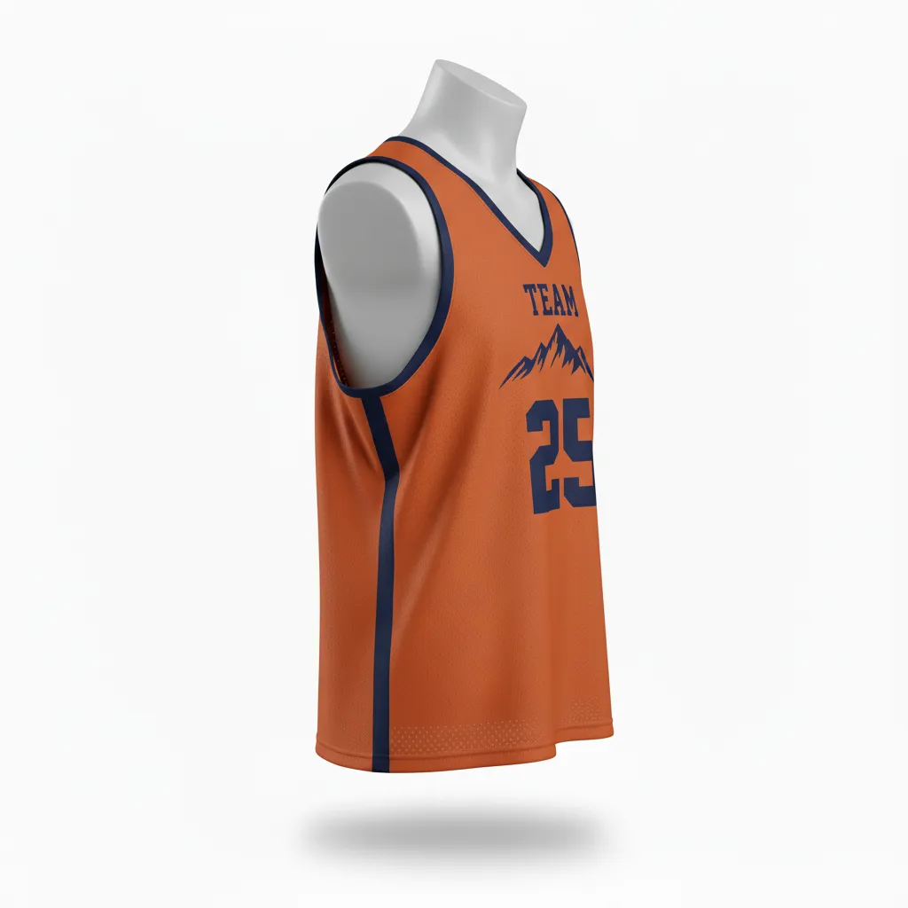Custom Lacrosse Reversible Lacrosse Pinnie - Burnt, Orange, Navy - Reversible Pinnie Upstate Mountain - Side View - HAMCO Sports Inc.