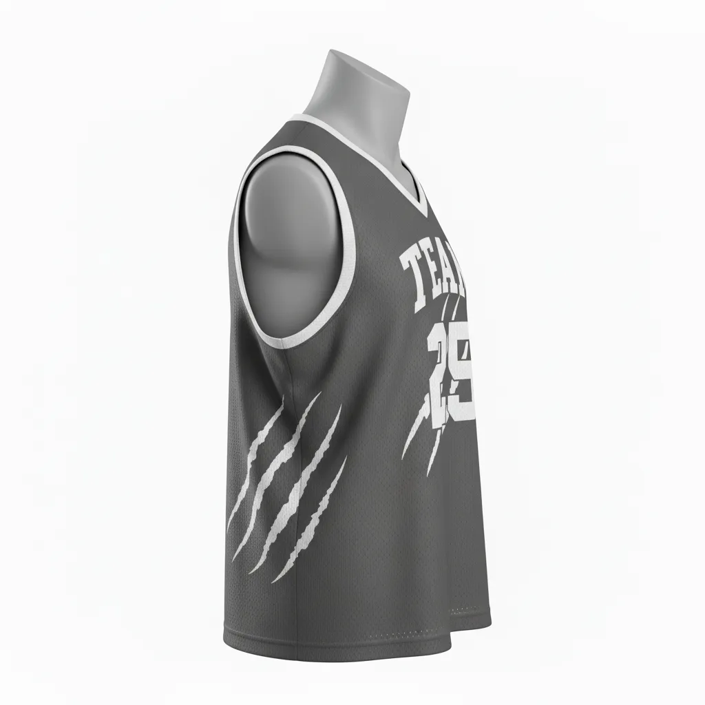 Custom Lacrosse Reversible Lacrosse Pinnie - Grey, Silver - Reversible Pinnie Charcoal Wolf Pack Hunt - Side View - HAMCO Sports Inc.