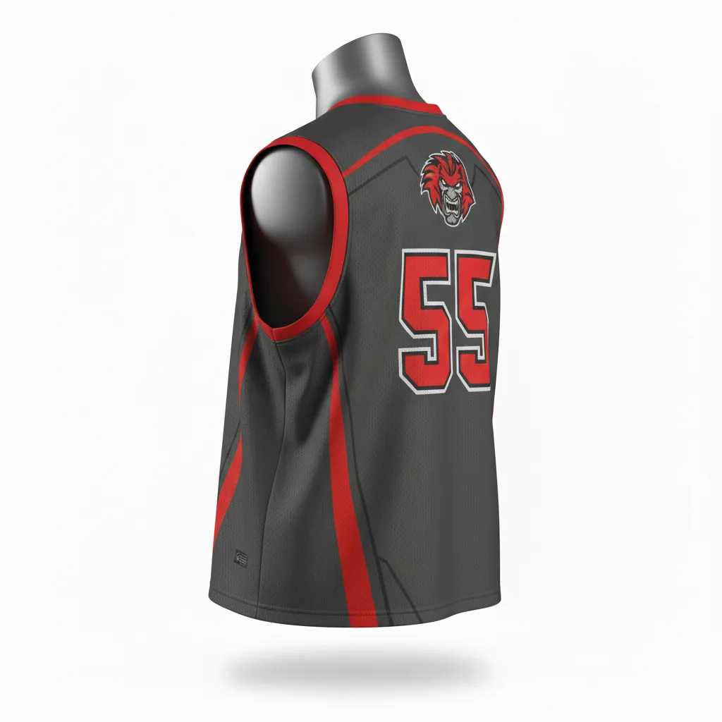 Custom Lacrosse Reversible Lacrosse Pinnie - Red - Reversible Pinnie Charcoal Warrior Spirit - Back View - HAMCO Sports Inc.