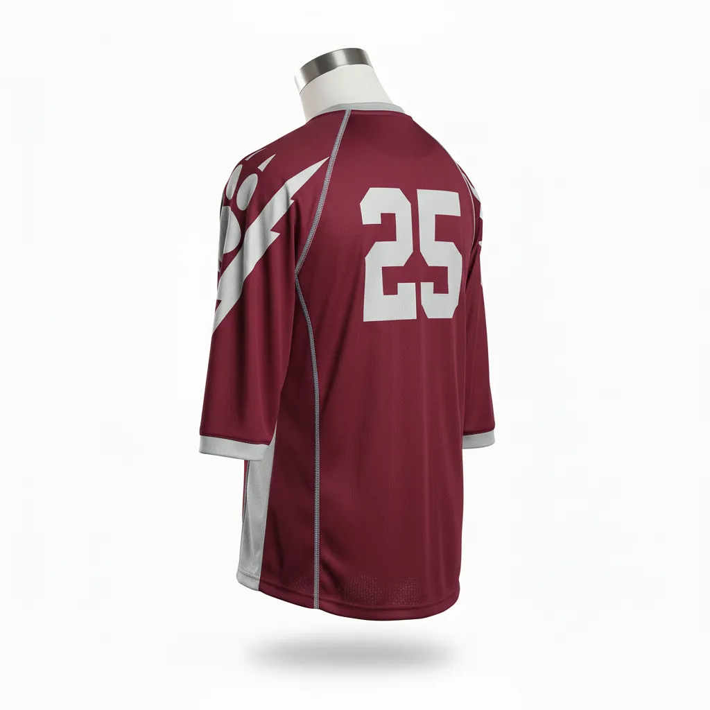 Custom Lacrosse Shooting Shirt - Burgundy, Silver - Shooting Shirt Bear Clan Strength - Front View - HAMCO Sports Inc.