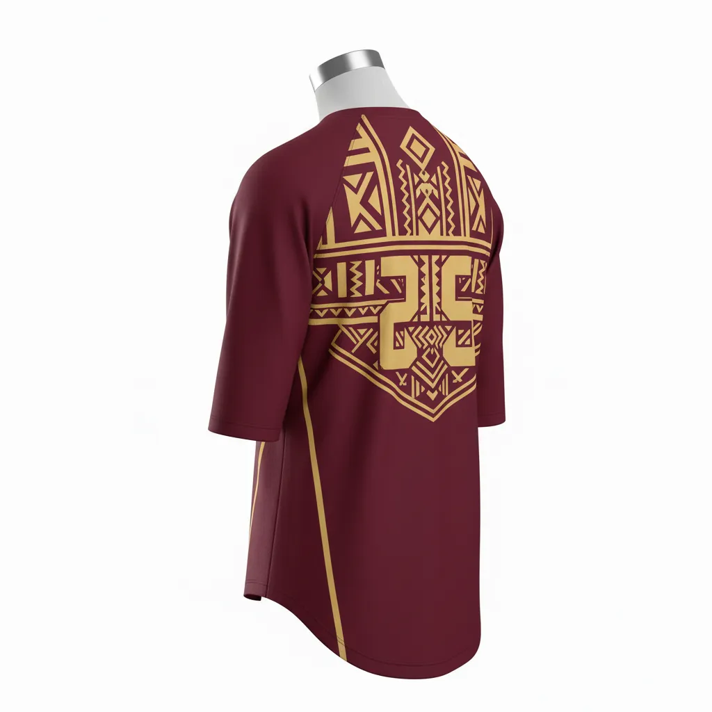 Custom Lacrosse Shooting Shirt - Burgundy, Gold - Shooting Shirt Vegas Tribal Clash - Back View - HAMCO Sports Inc.