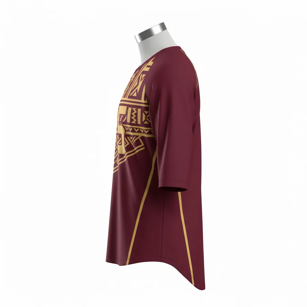 Custom Lacrosse Shooting Shirt - Burgundy, Gold - Shooting Shirt Vegas Tribal Clash - Side View - HAMCO Sports Inc.