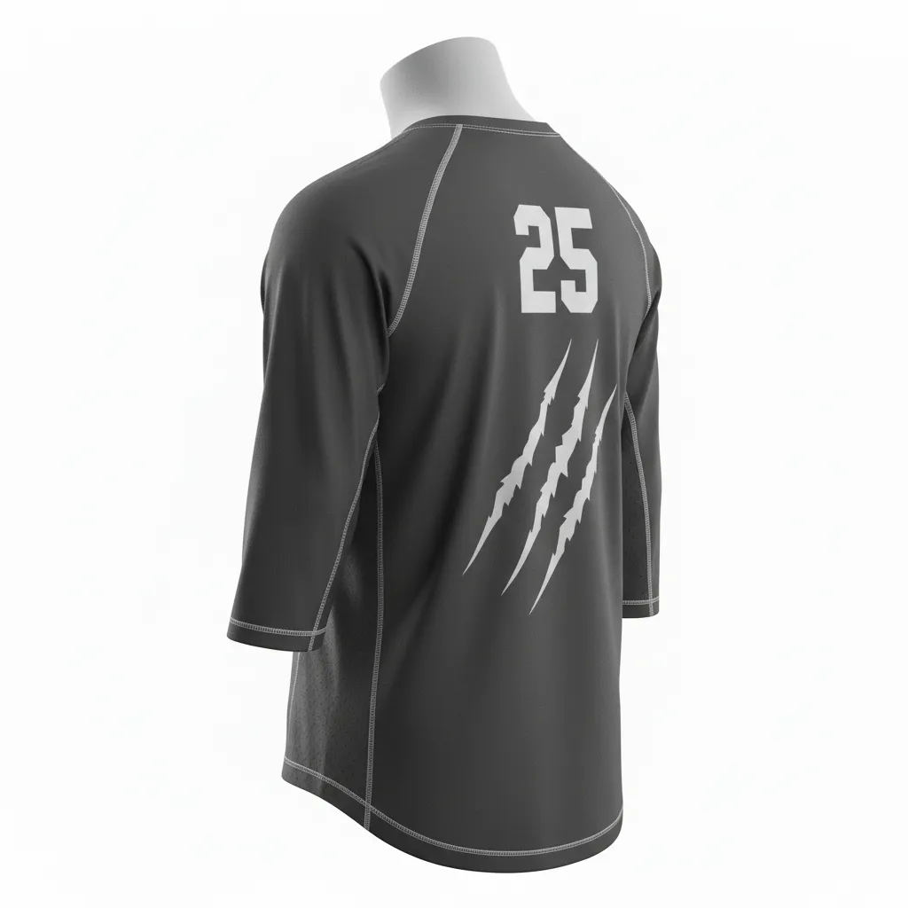 Custom Lacrosse Shooting Shirt - Grey, Silver - Shooting Shirt Charcoal Wolf Pack Hunt - Back View - HAMCO Sports Inc.