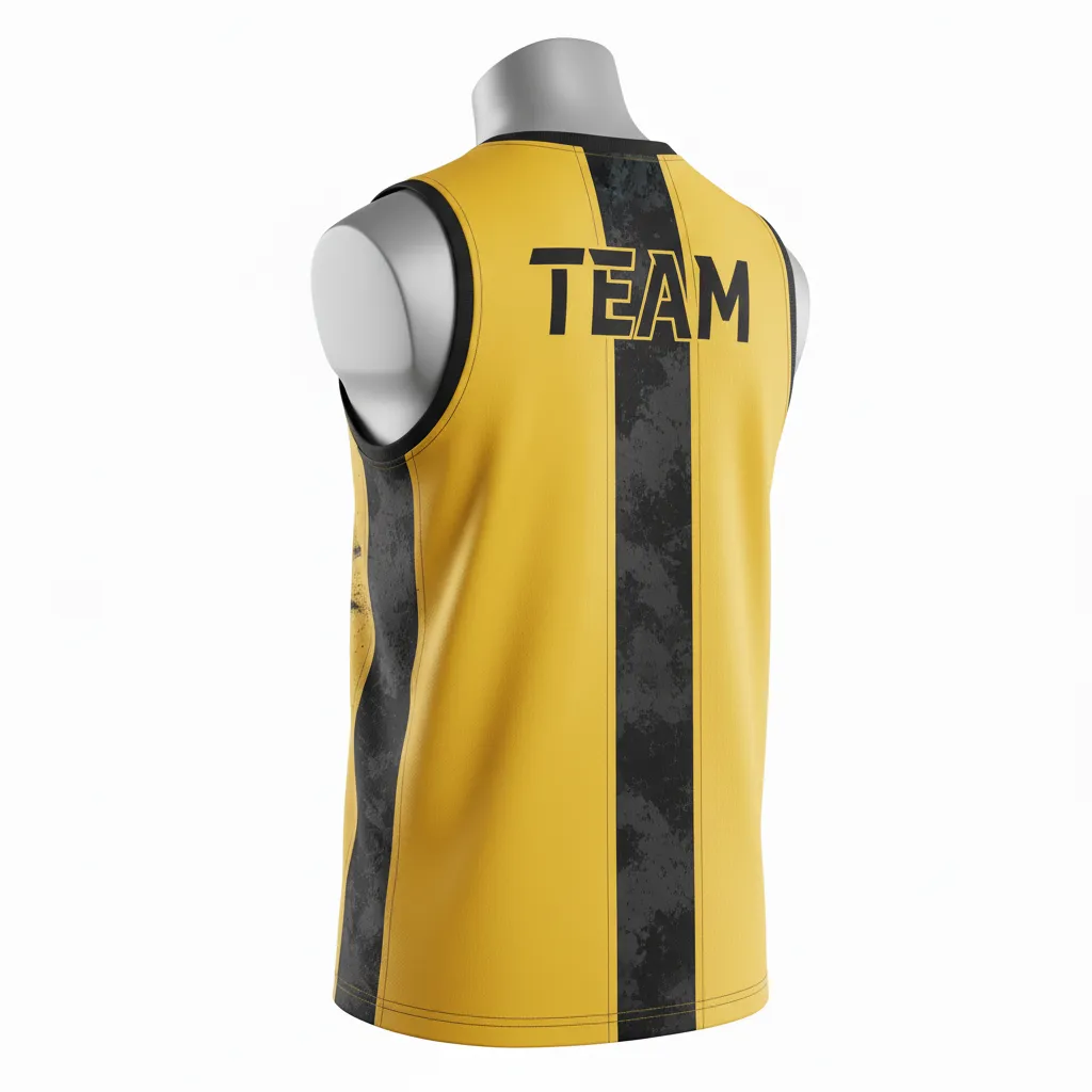 Custom Lacrosse Sleeveless Lacrosse Jersey - Gold, Black - Sleeveless Jersey Athletic Goal Dust Explosion - Back View - HAMCO Sports Inc.