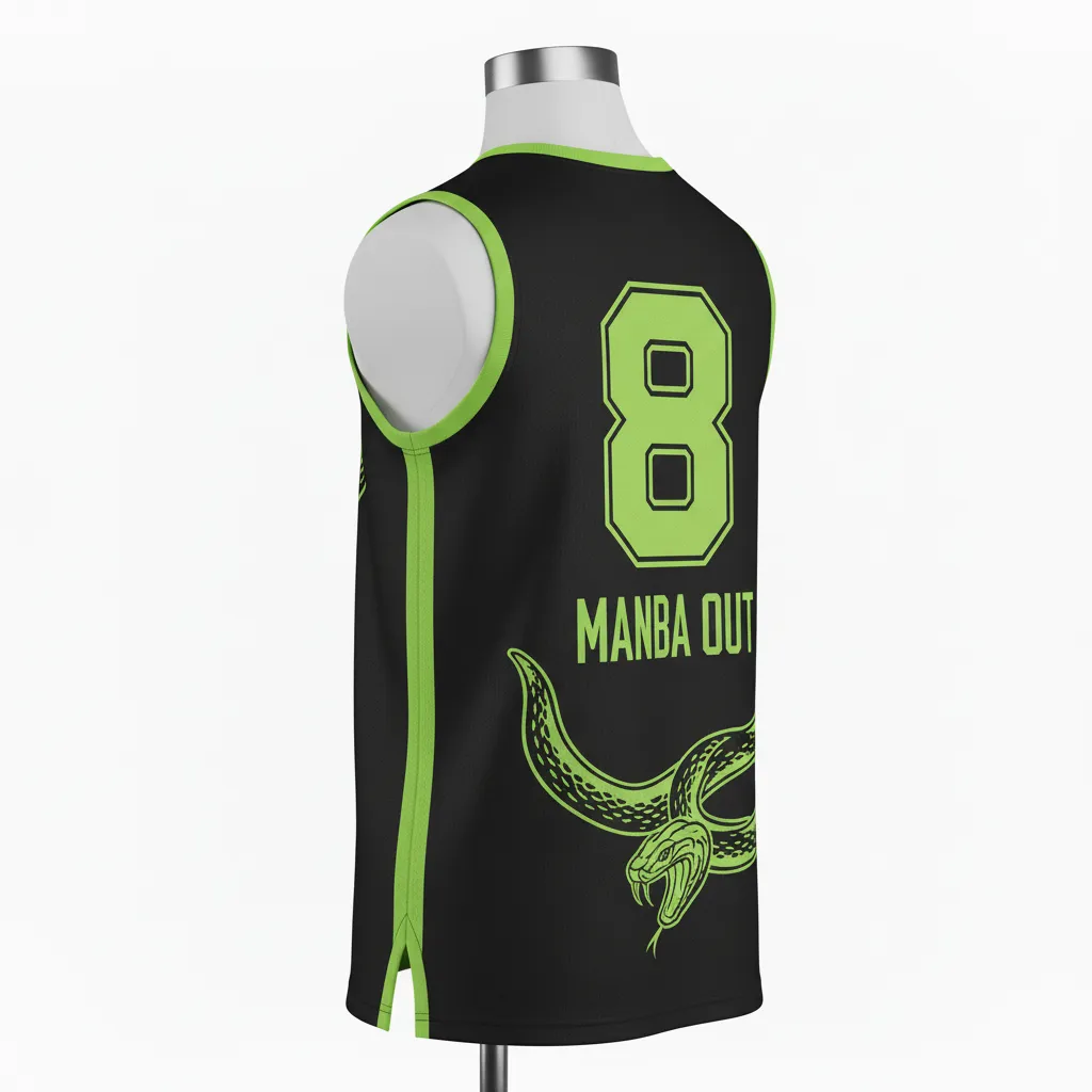 Custom Lacrosse Sleeveless Lacrosse Jersey - Black, Green - Sleeveless Jersey Neon Serpent Strike - Back View - HAMCO Sports Inc.