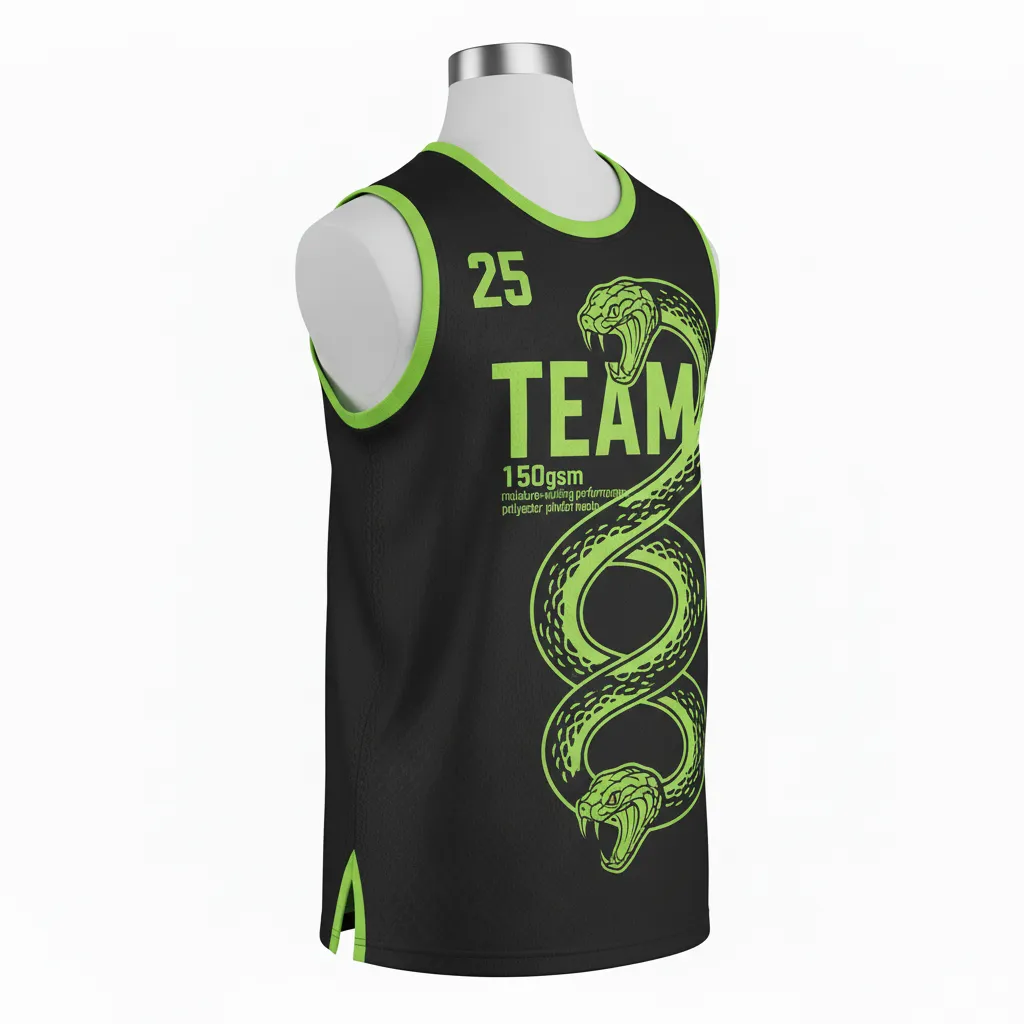 Custom Lacrosse Sleeveless Lacrosse Jersey - Black, Green - Sleeveless Jersey Neon Serpent Strike - Front View - HAMCO Sports Inc.