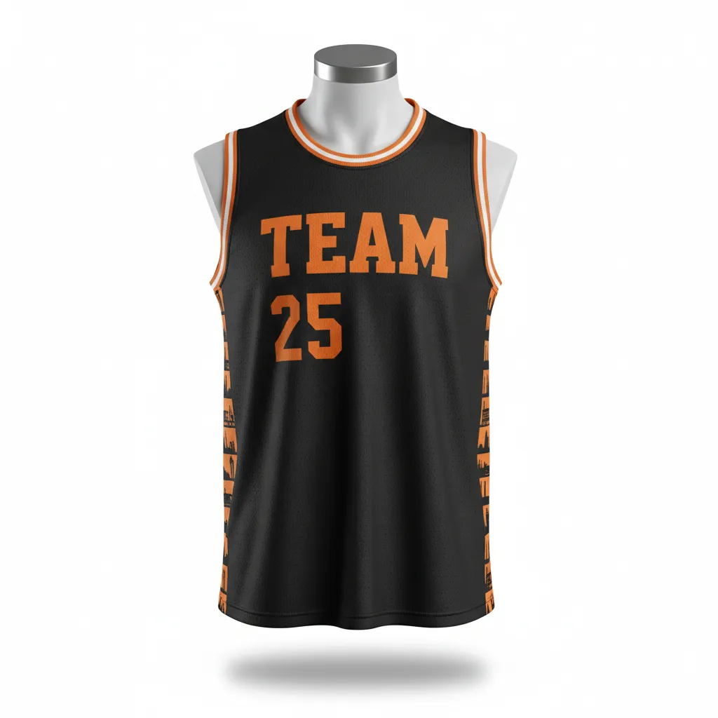 Custom Lacrosse Sleeveless Lacrosse Jersey - Black, Orange, White - Sleeveless Jersey Long Island Strong - Front View - HAMCO Sports Inc.