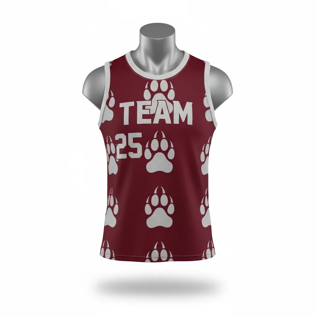 Custom Lacrosse Sleeveless Lacrosse Jersey - Burgundy, Silver - Sleeveless Jersey Bear Clan Strength - Front View - HAMCO Sports Inc.
