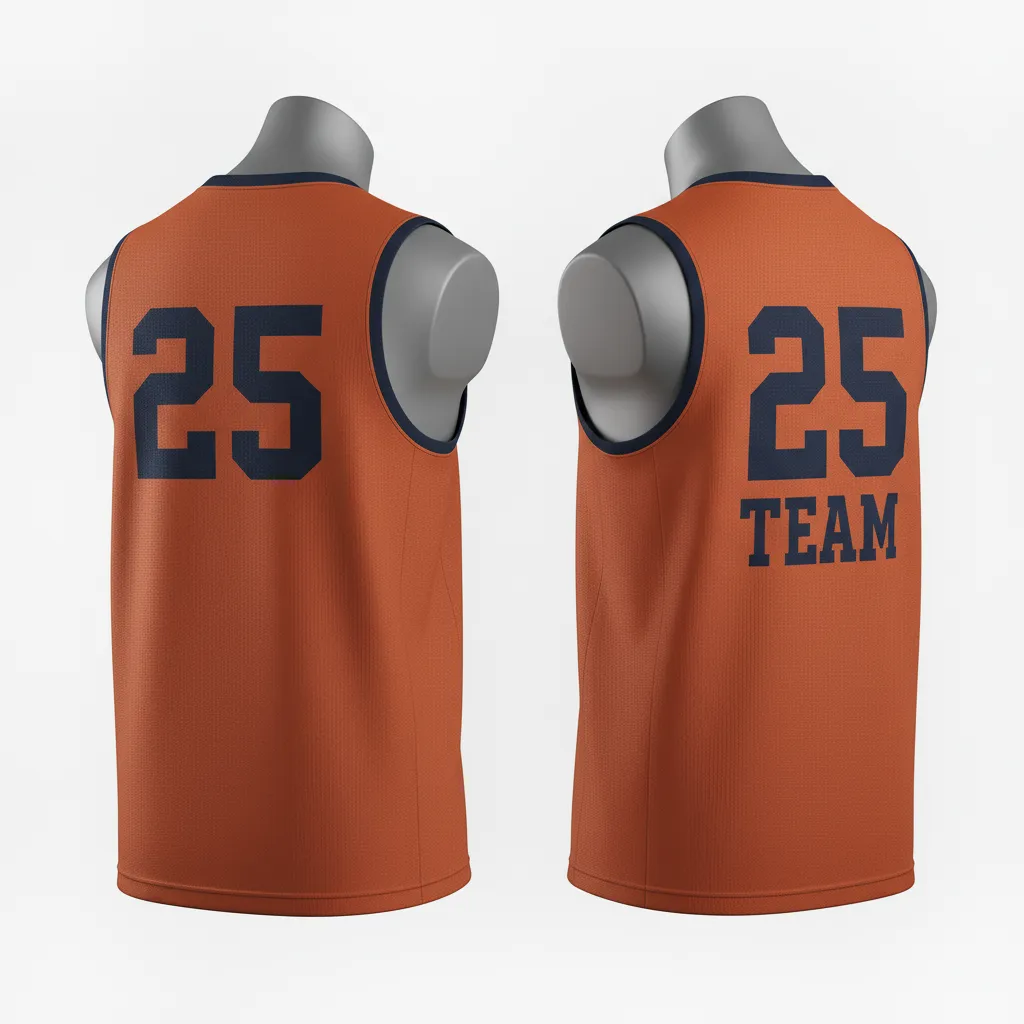 Custom Lacrosse Sleeveless Lacrosse Jersey - Burnt, Orange, Navy - Sleeveless Jersey Upstate Mountain - Back View - HAMCO Sports Inc.