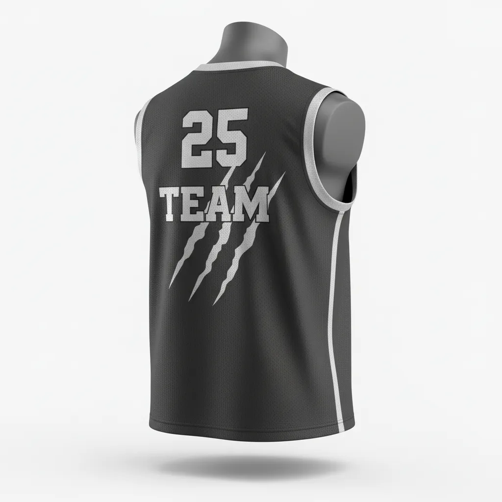 Custom Lacrosse Sleeveless Lacrosse Jersey - Grey, Silver - Sleeveless Jersey Charcoal Wolf Pack Hunt - Back View - HAMCO Sports Inc.