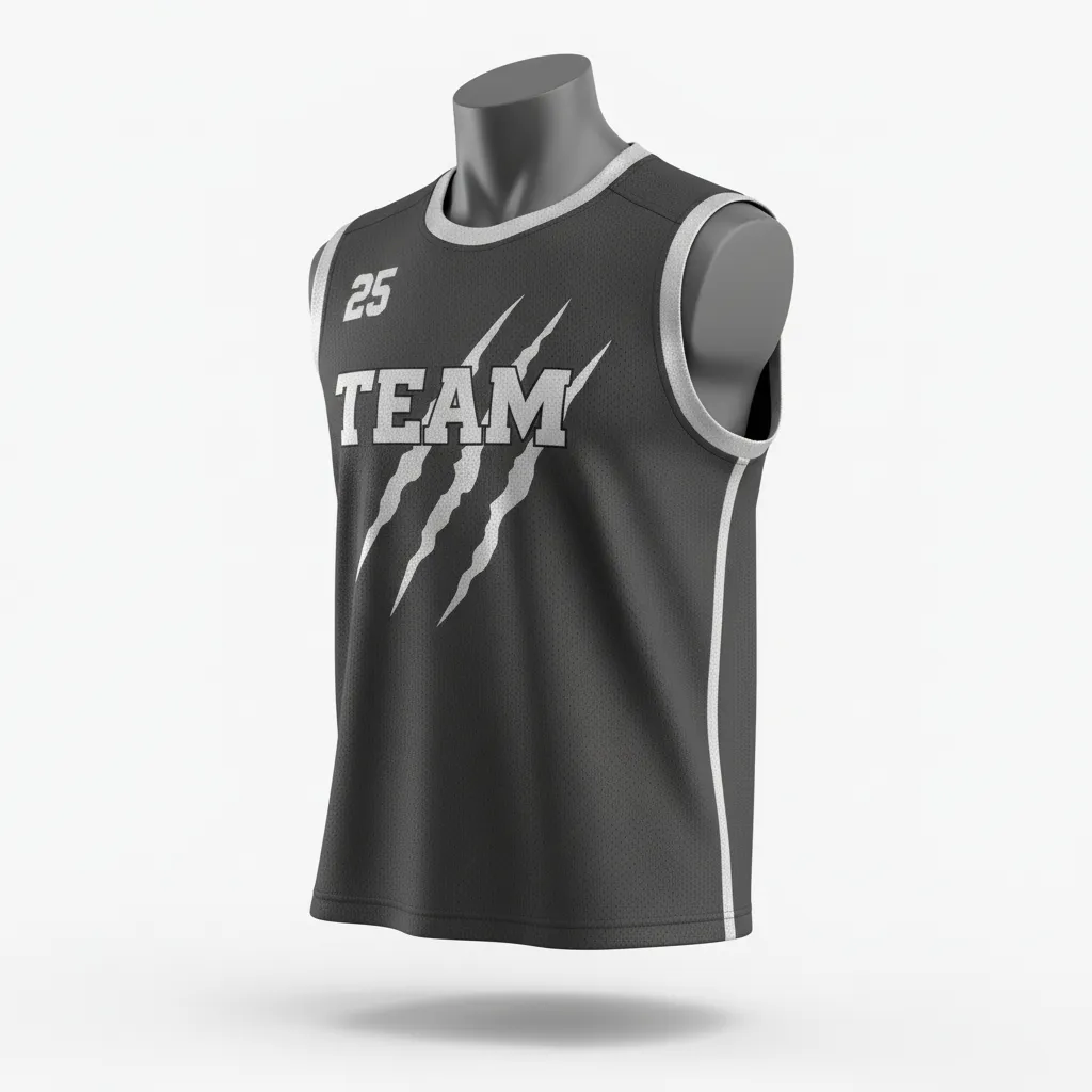 Custom Lacrosse Sleeveless Lacrosse Jersey - Grey, Silver - Sleeveless Jersey Charcoal Wolf Pack Hunt - Side View - HAMCO Sports Inc.
