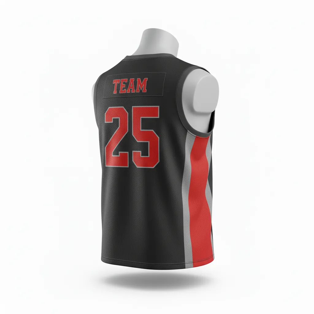 Custom Lacrosse Sleeveless Lacrosse Jersey - Red - Sleeveless Jersey Charcoal Warrior Spirit - Back View - HAMCO Sports Inc.