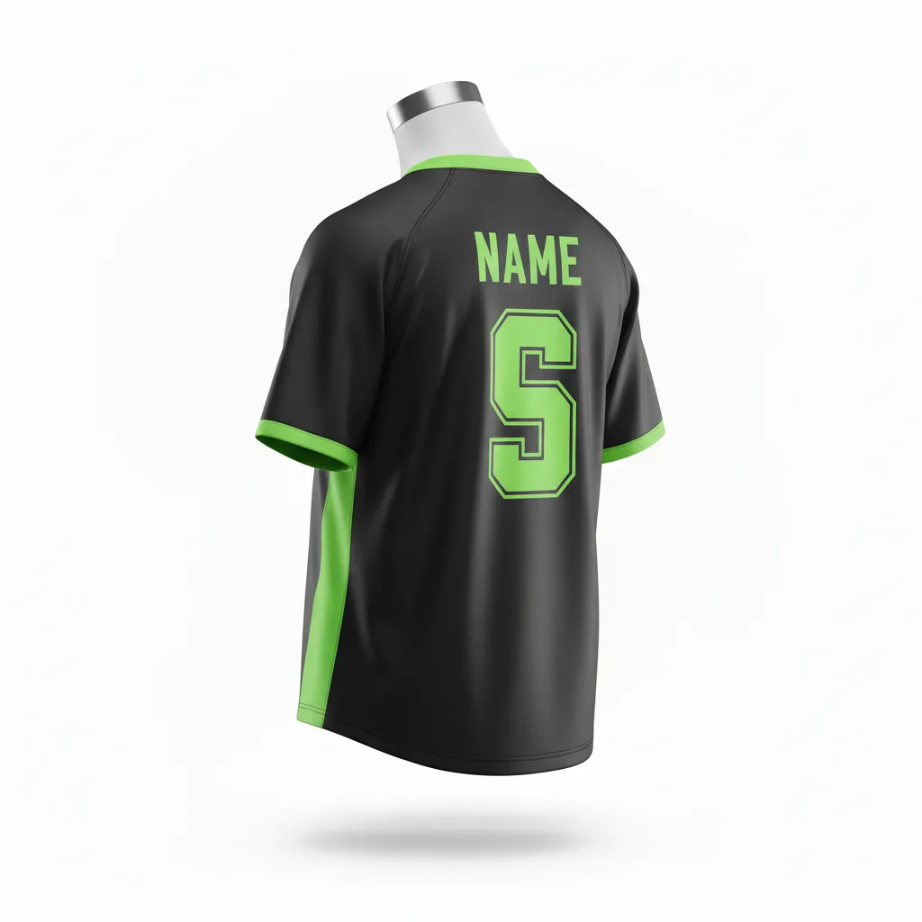 Custom Lacrosse Standard Lacrosse Jersey - Black, Green - Standard Jersey V Neck Neon Serpent Strike - Back View - HAMCO Sports Inc.
