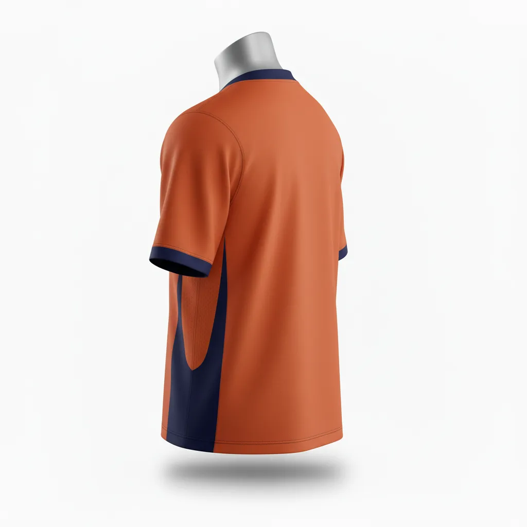 Custom Lacrosse Standard Lacrosse Jersey - Burnt, Orange, Navy - Standard Jersey V Neck Upstate Mountain - Back View - HAMCO Sports Inc.