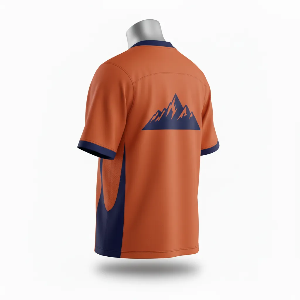 Custom Lacrosse Standard Lacrosse Jersey - Burnt, Orange, Navy - Standard Jersey V Neck Upstate Mountain - Front View - HAMCO Sports Inc.
