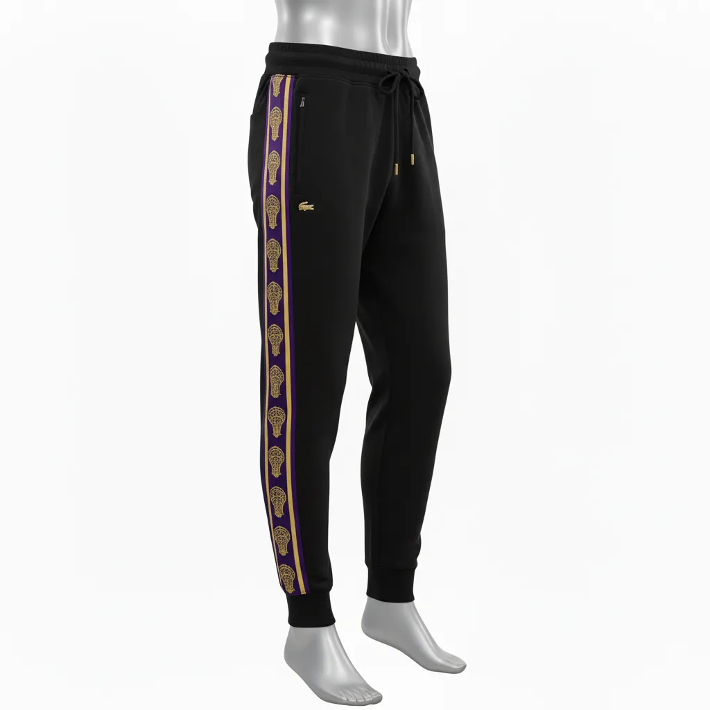 Custom Lacrosse Sweatpant - Black, Gold, Purple - Sweatpants Creator S Game Celestial - Side View - HAMCO Sports Inc.