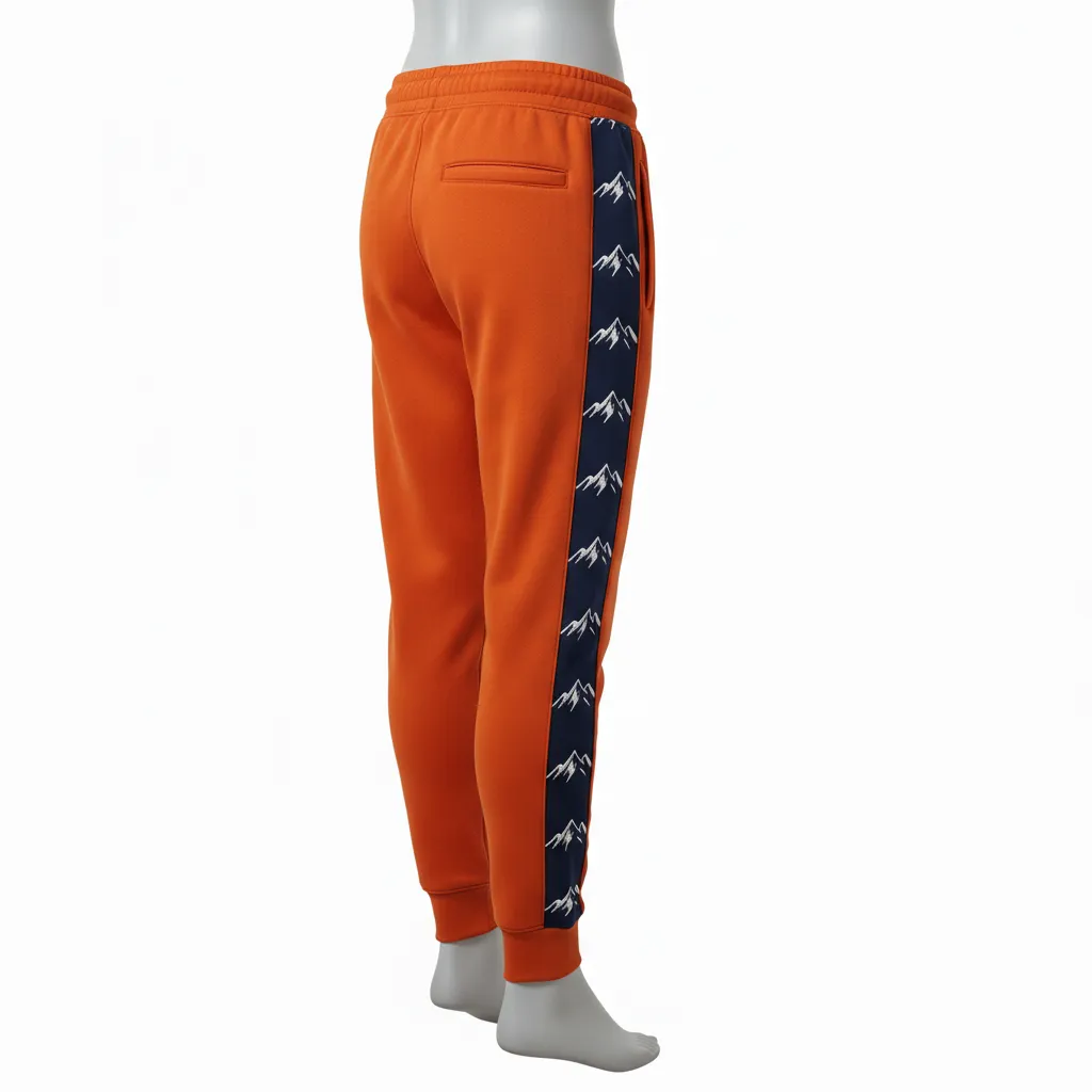 Custom Lacrosse Sweatpant - Burnt, Orange, Navy - Sweatpants Upstate Mountain - Back View - HAMCO Sports Inc.