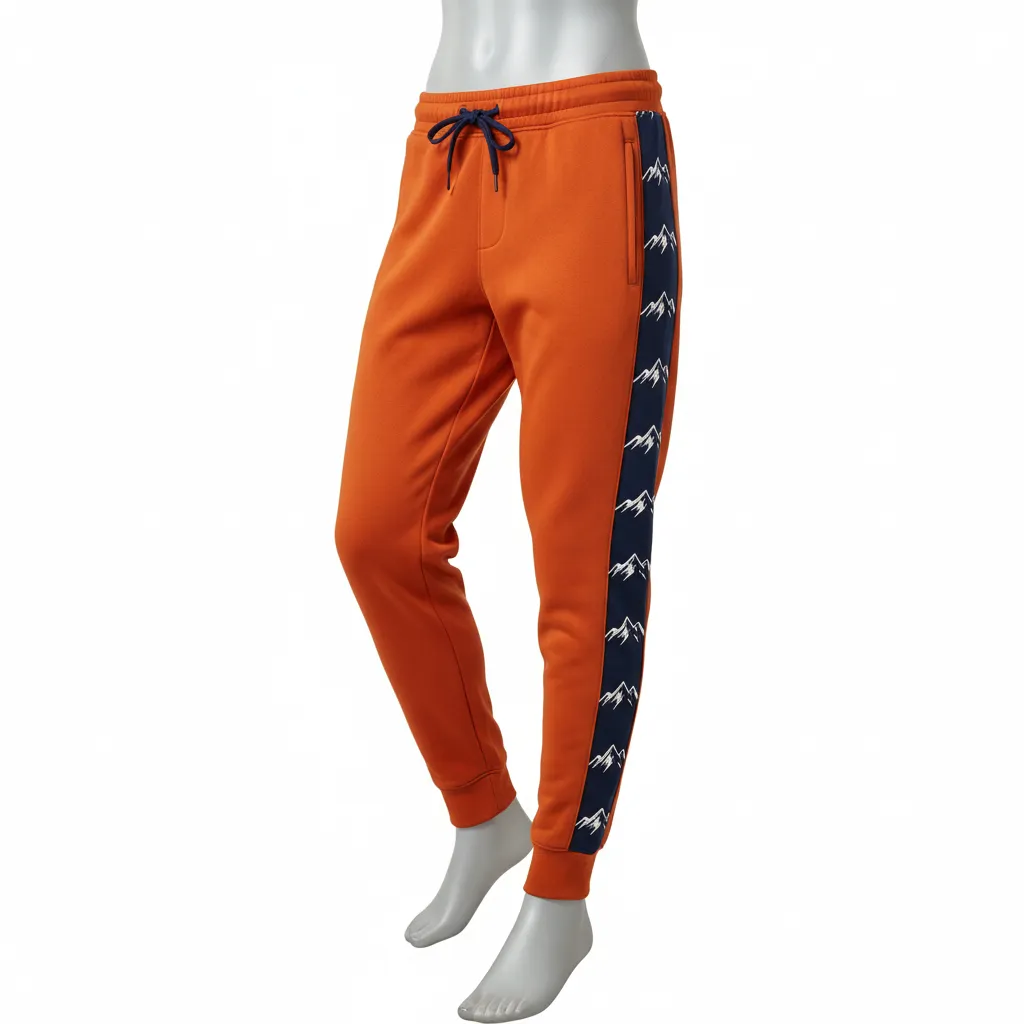 Custom Lacrosse Sweatpant - Burnt, Orange, Navy - Sweatpants Upstate Mountain - Front View - HAMCO Sports Inc.