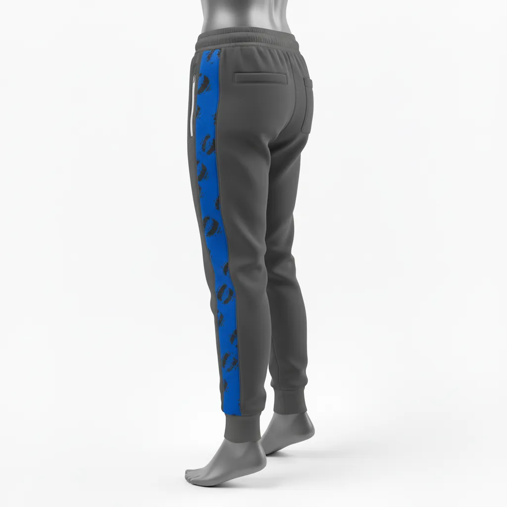 Custom Lacrosse Sweatpant - Blue - Sweatpants Charcoal Electric Cleat Marks Trail - Front View - HAMCO Sports Inc.