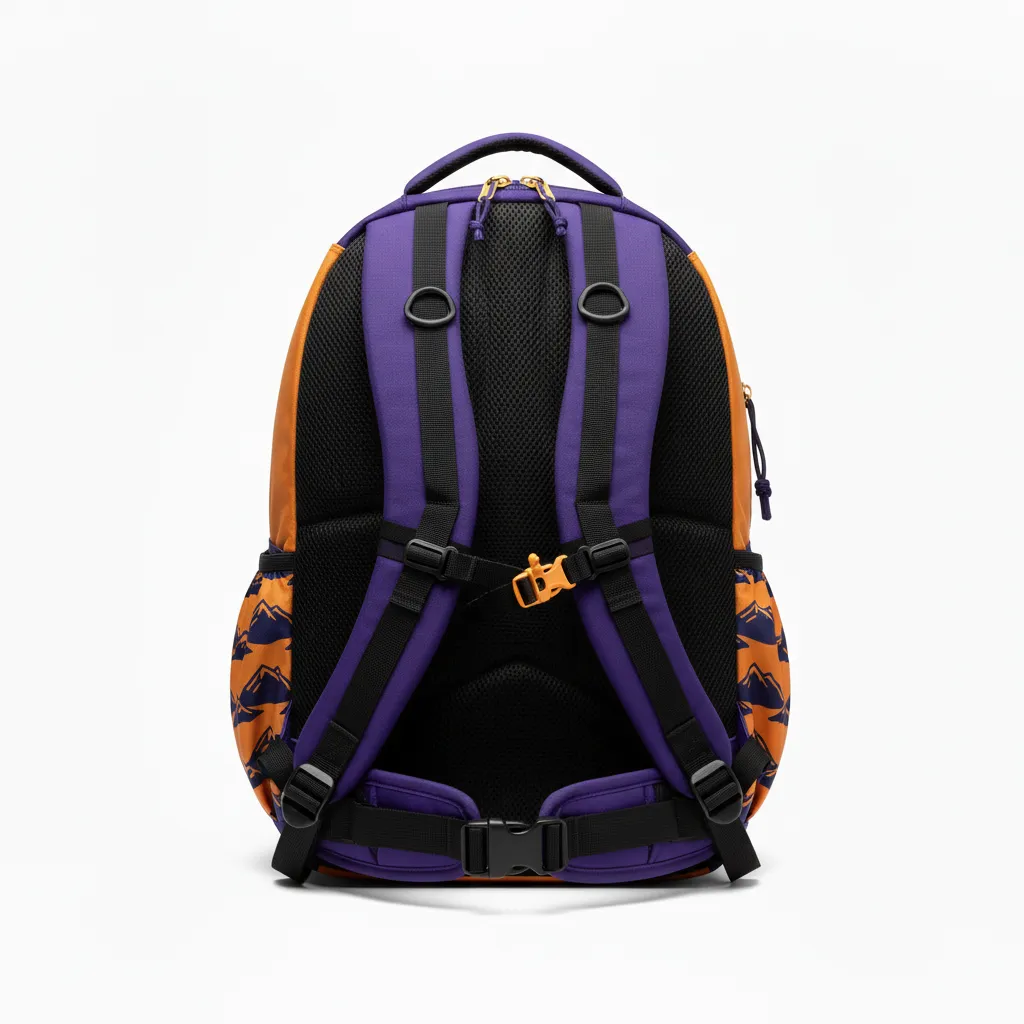 Custom Lacrosse Team Backpack - Burnt, Orange, Navy - Team Backpack Upstate Mountain - Back View - HAMCO Sports Inc.
