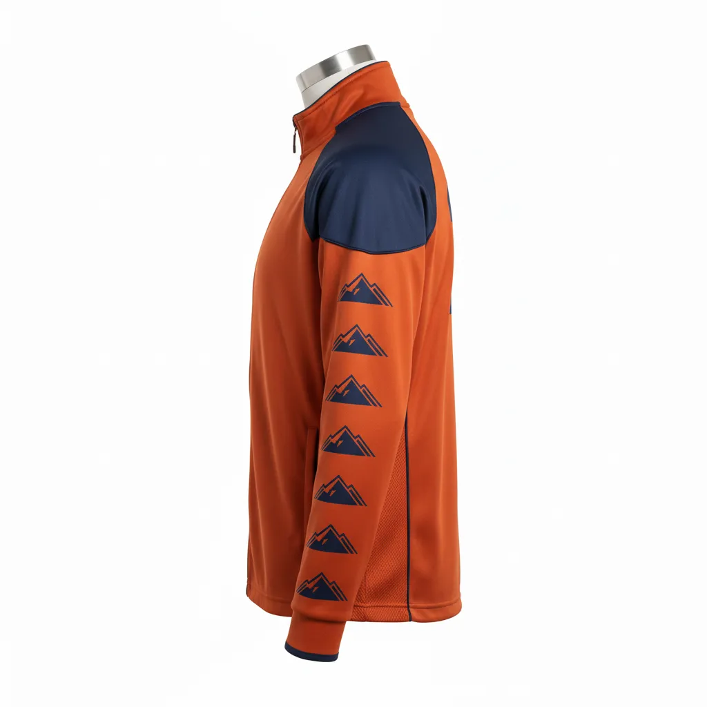 Custom Lacrosse Track Jacket - Burnt, Orange, Navy - Track Jacket Upstate Mountain - Side View - HAMCO Sports Inc.