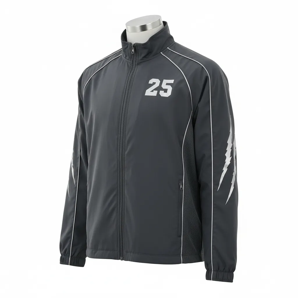 Custom Lacrosse Track Jacket - Grey, Silver - Track Jacket Charcoal Wolf Pack Hunt - Front View - HAMCO Sports Inc.