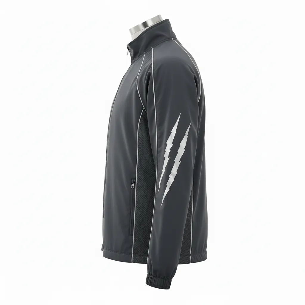 Custom Lacrosse Track Jacket - Grey, Silver - Track Jacket Charcoal Wolf Pack Hunt - Side View - HAMCO Sports Inc.