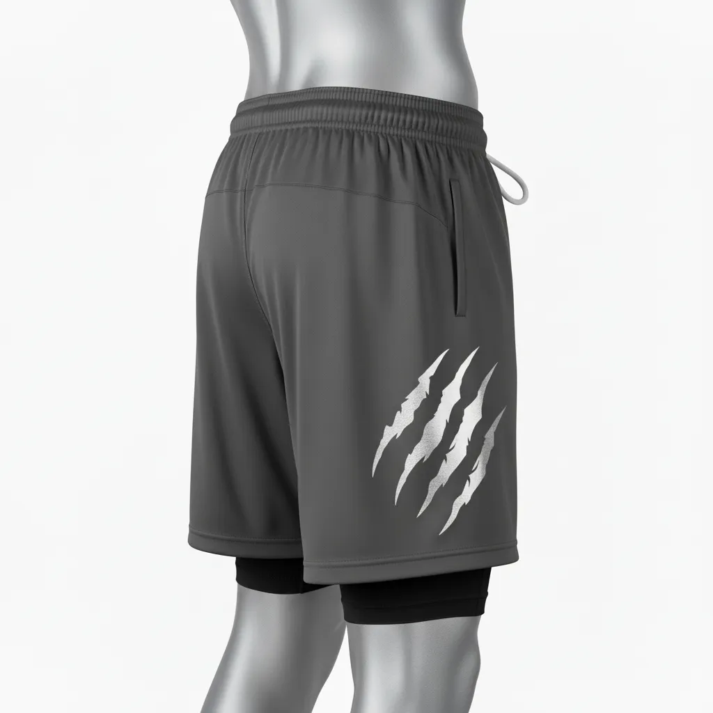 Custom Lacrosse Training Shorts - Grey, Silver - Training Shorts Charcoal Wolf Pack Hunt - Front View - HAMCO Sports Inc.