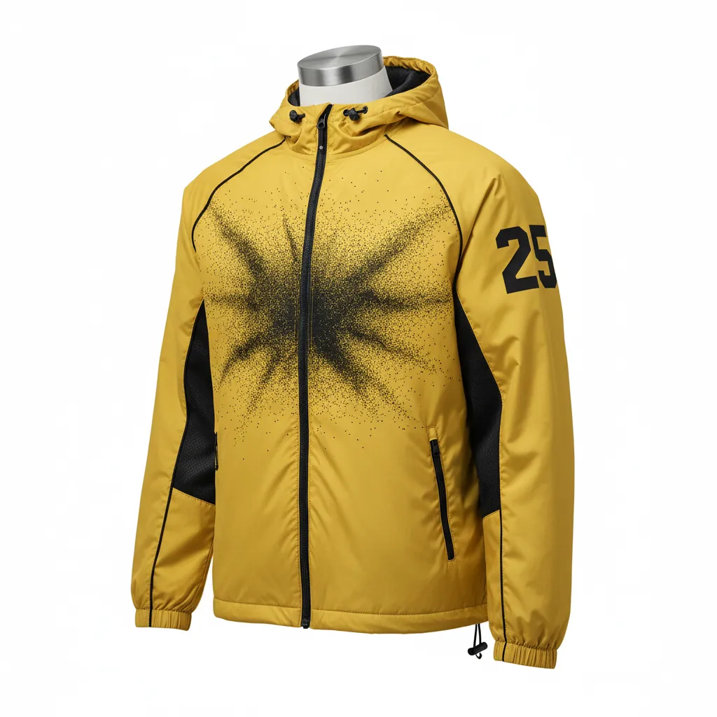 Custom Lacrosse Windbreaker - Gold, Black - Windbreaker Athletic Goal Dust Explosion - Front View - HAMCO Sports Inc.