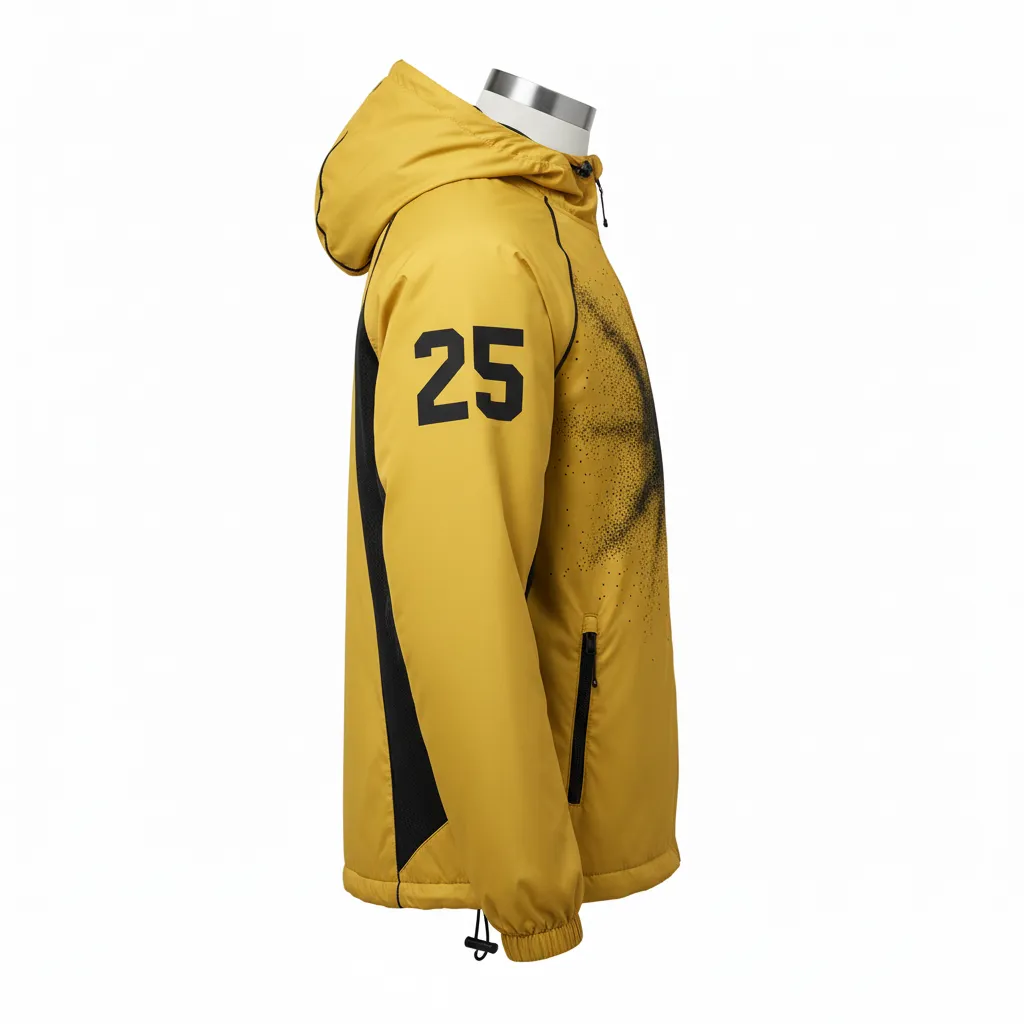 Custom Lacrosse Windbreaker - Gold, Black - Windbreaker Athletic Goal Dust Explosion - Side View - HAMCO Sports Inc.