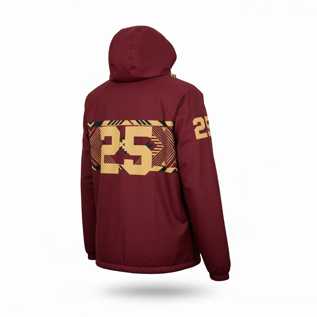 Custom Lacrosse Windbreaker - Burgundy, Gold - Windbreaker Vegas Tribal Clash - Back View - HAMCO Sports Inc.