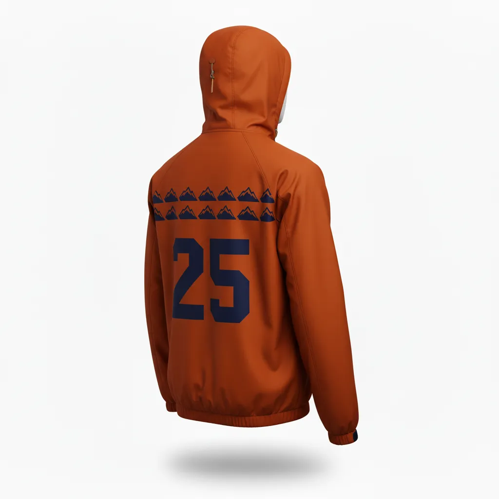 Custom Lacrosse Windbreaker - Burnt, Orange, Navy - Windbreaker Upstate Mountain - Back View - HAMCO Sports Inc.