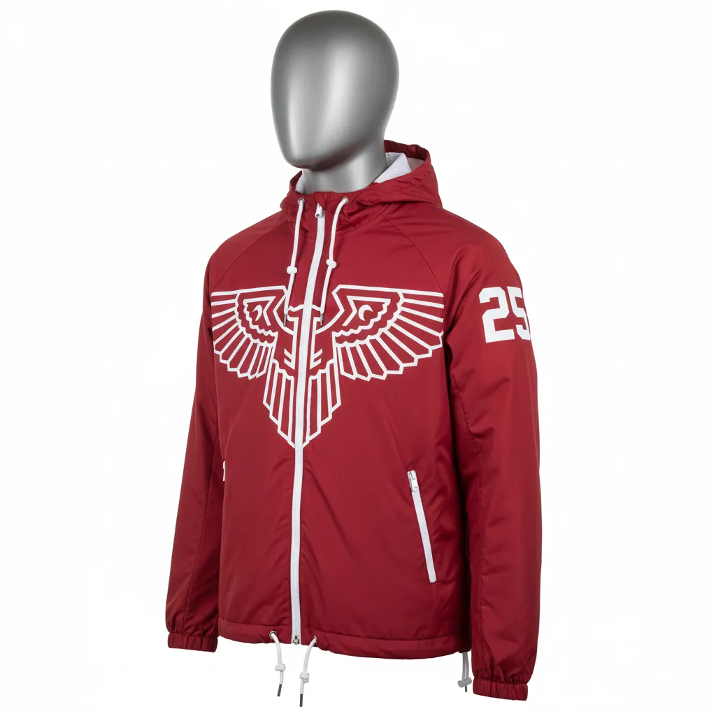 Custom Lacrosse Windbreaker - Red, White - Windbreaker Cardinal Thunderbird Spirit - Front View - HAMCO Sports Inc.