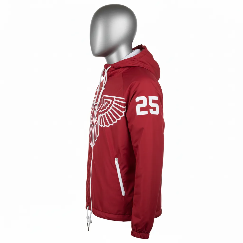 Custom Lacrosse Windbreaker - Red, White - Windbreaker Cardinal Thunderbird Spirit - Side View - HAMCO Sports Inc.