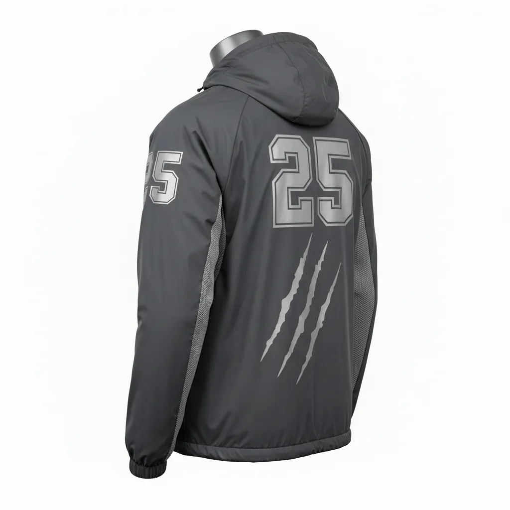Custom Lacrosse Windbreaker - Grey, Silver - Windbreaker Charcoal Wolf Pack Hunt - Back View - HAMCO Sports Inc.
