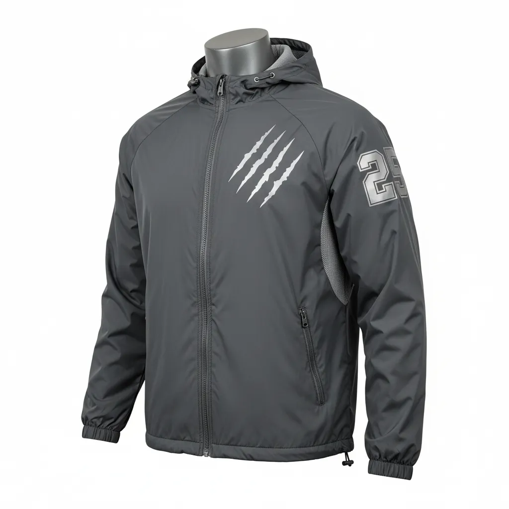 Custom Lacrosse Windbreaker - Grey, Silver - Windbreaker Charcoal Wolf Pack Hunt - Front View - HAMCO Sports Inc.