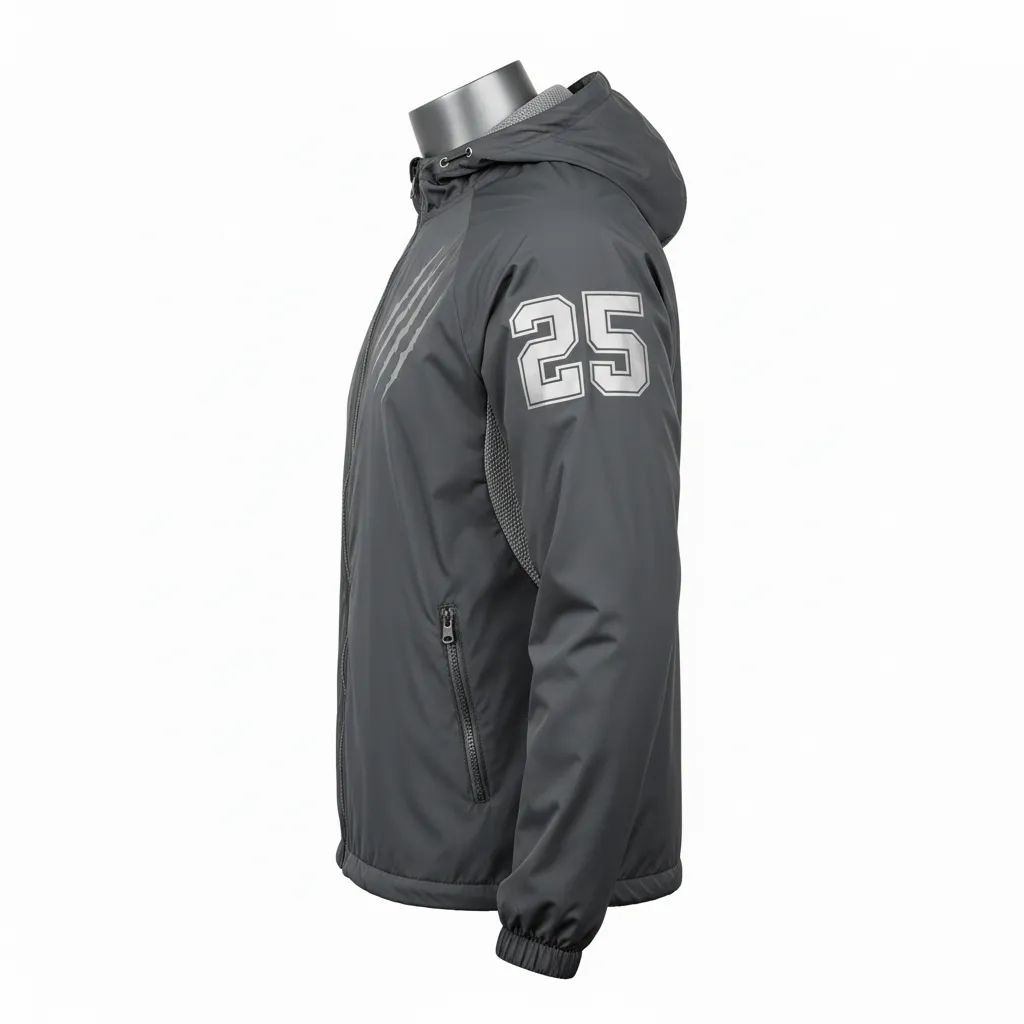 Custom Lacrosse Windbreaker - Grey, Silver - Windbreaker Charcoal Wolf Pack Hunt - Side View - HAMCO Sports Inc.