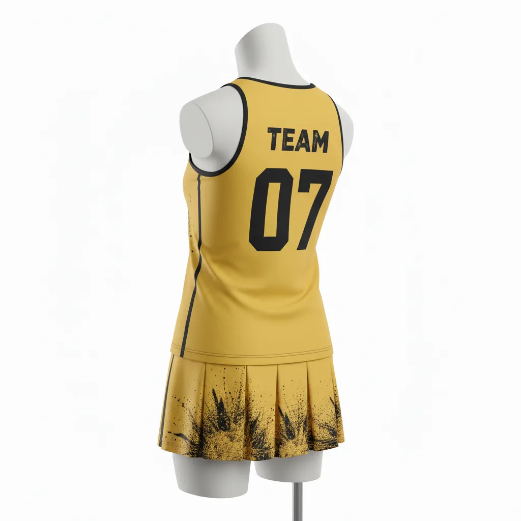 Custom Lacrosse Women Lacrosse Uniform - Gold, Black - Women S Uniform Athletic Goal Dust Explosion - Back View - HAMCO Sports Inc.
