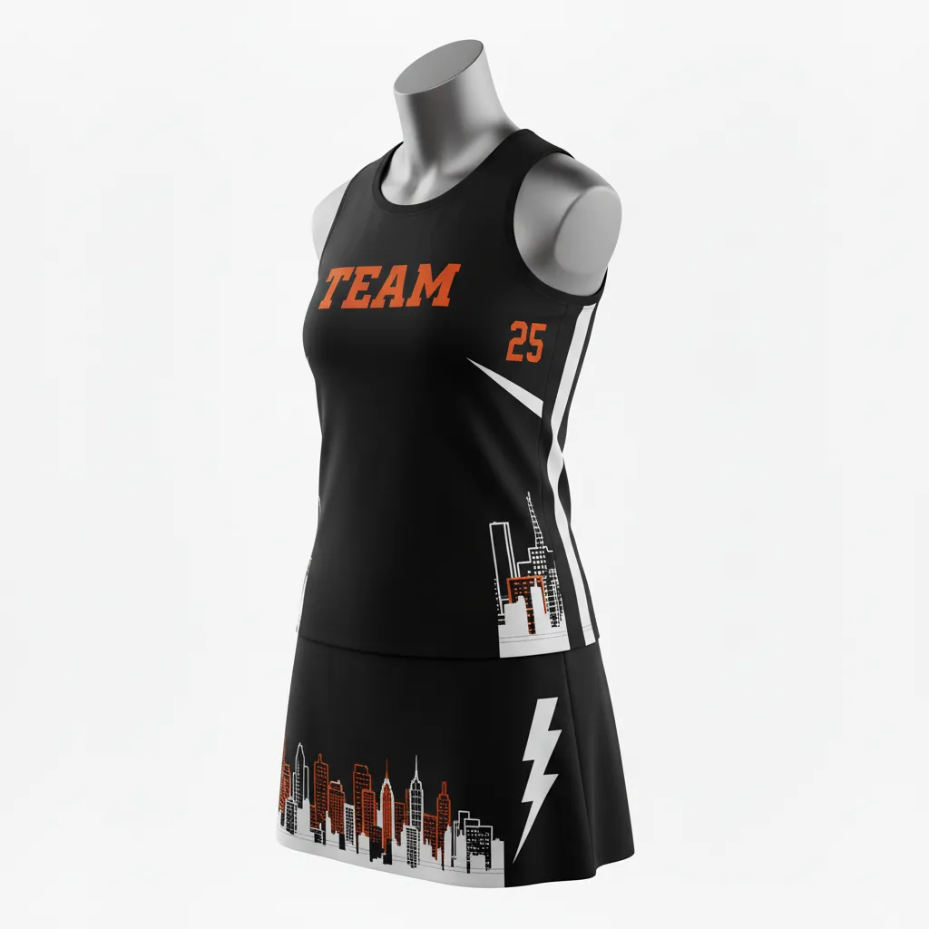 Custom Lacrosse Women Lacrosse Uniform - Black, Orange, White - Women S Uniform Long Island Strong - Front View - HAMCO Sports Inc.