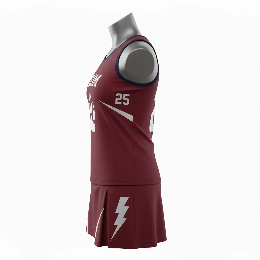 Custom Lacrosse Women Lacrosse Uniform - Burgundy, Silver - Women S Uniform Bear Clan Strength - Side View - HAMCO Sports Inc.
