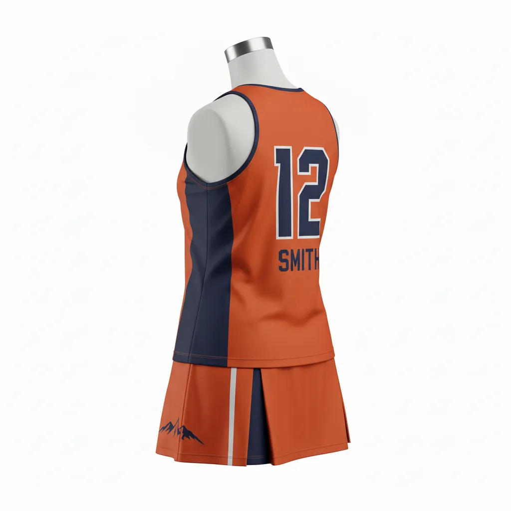Custom Lacrosse Women Lacrosse Uniform - Burnt, Orange, Navy - Women S Uniform Upstate Mountain - Back View - HAMCO Sports Inc.